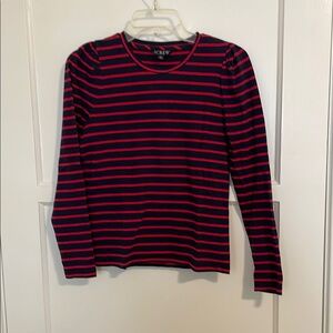 J.Crew Navy and Red Striped Long Sleeve Shirt